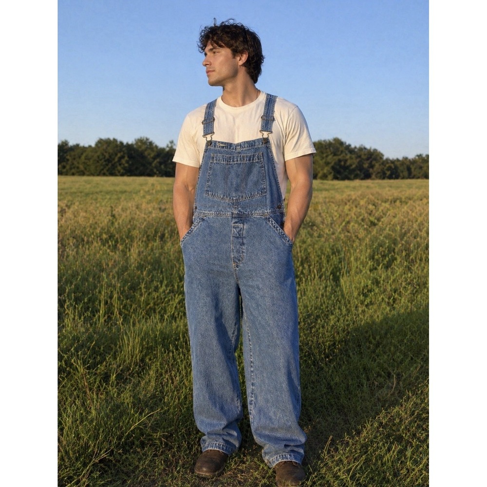 Vintage 90s Pointer Brand Bib Denim Overalls Made In USA 40x28 Workwear